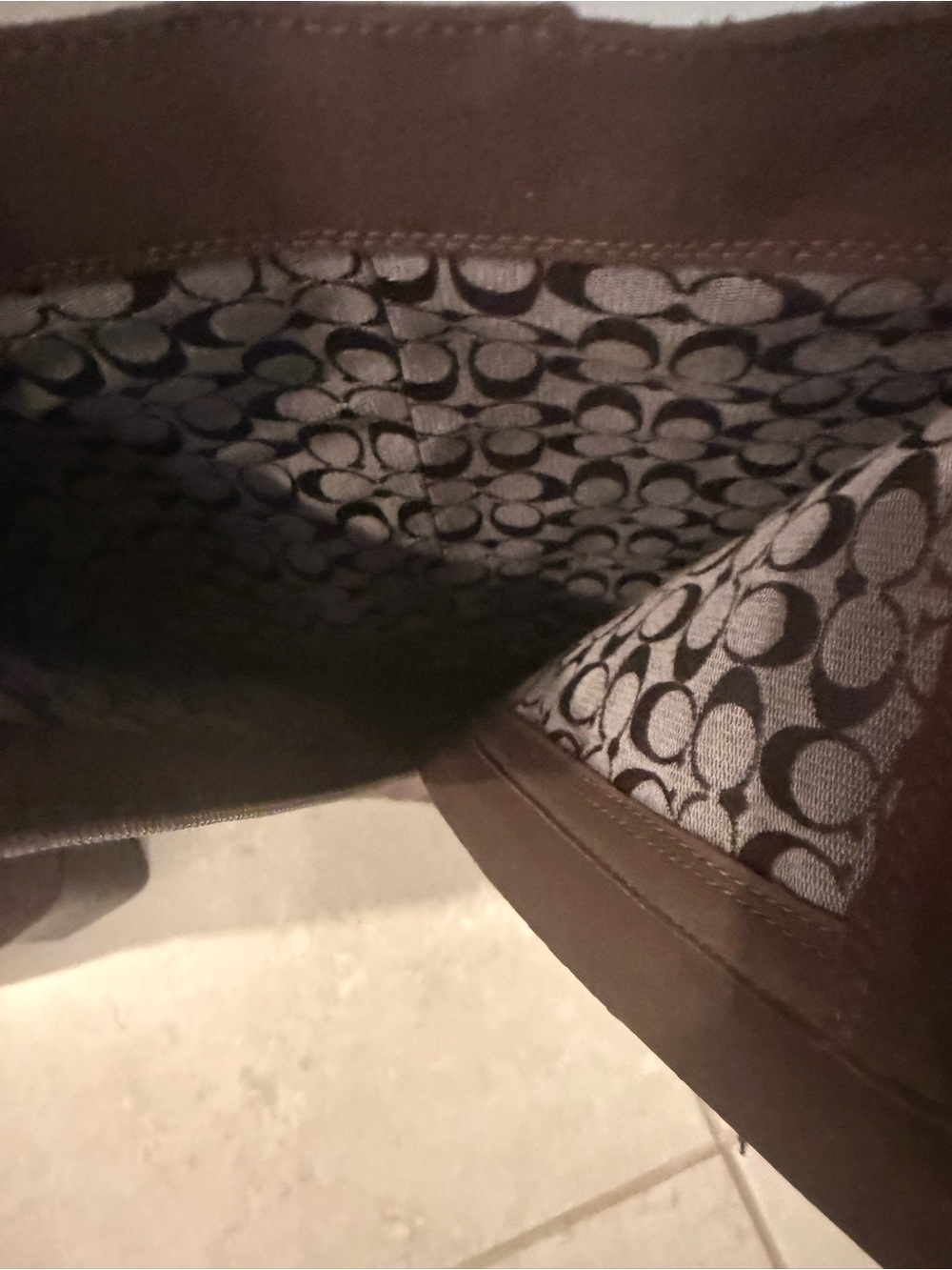 Coach Dark Brown Suede Boots with Block Heel - Picture 4 of 7